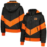 Cincinnati Bengals The Wild Collective Women's Puffer Full-Zip Hoodie - Black for sale