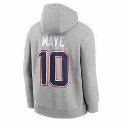 Drake Maye New England Patriots Super Bowl LX Patch Name & Number Hoodie - Heather Gray discount