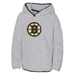 Boston Bruins Girls Youth Ultimate Teddy Fleece Pullover Hoodie - Heather Gray Hoodies