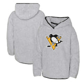 Pittsburgh Penguins Girls Youth Ultimate Teddy Fleece Pullover Hoodie - Heather Gray Hoodies