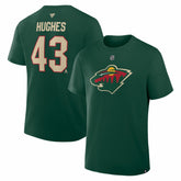 Quinn Hughes Minnesota Wild Fanatics Authentic Stack Name & Number T-Shirt - Green T-shirts