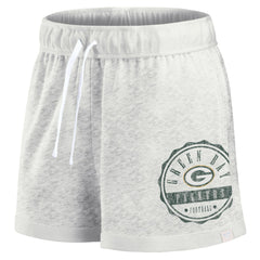 Green Bay Packers Women's Vintage Badge Shorts - Oatmeal on sale