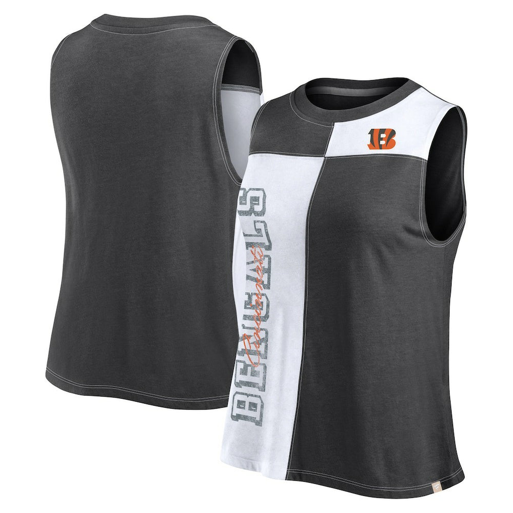 Cincinnati Bengals FanaticsWomen's Script Color Block Tank Top - Black/White for sale