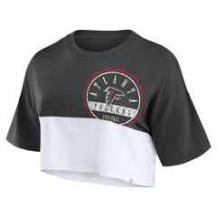 Atlanta Falcons Women's Boxy Color Split Cropped T-Shirt - Black/White outlet