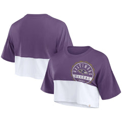 Baltimore Ravens Women's Boxy Color Split Cropped T-Shirt - Purple/White outlet