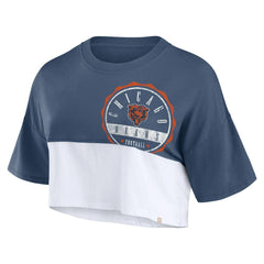 Chicago Bears Women's Boxy Color Split Cropped T-Shirt - Navy/White cheap