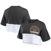 Cincinnati Bengals Women's Boxy Color Split Cropped T-Shirt - Black/White sale