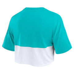 Miami Dolphins Women's Boxy Color Split Cropped T-Shirt - Aqua/White cheap