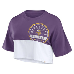 Minnesota Vikings Women's Boxy Color Split Cropped T-Shirt - Purple/White outlet