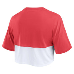 San Francisco 49ers Women's Boxy Color Split Cropped T-Shirt - Scarlet/White discount
