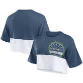 Seattle Seahawks Women's Boxy Color Split Cropped T-Shirt - College Navy/White online