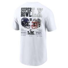 New England Patriots vs. Seattle Seahawks Super Bowl LX Dueling T-Shirt - White discount