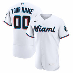 Miami Marlins Home Authentic Custom Jersey White