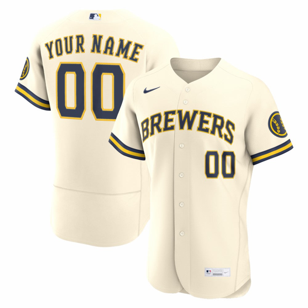 Milwaukee Brewers Home Authentic Custom Jersey Cream