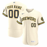 Milwaukee Brewers Home Authentic Custom Jersey Cream