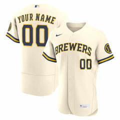 Milwaukee Brewers Home Authentic Custom Jersey Cream