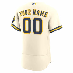Milwaukee Brewers Home Authentic Custom Jersey Cream