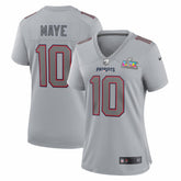 Drake Maye New England Patriots Women's Super Bowl LX Patch Atmosphere Fashion Game Jersey - Silver discount