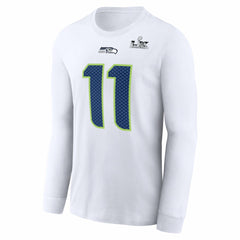 Jaxon Smith-Njigba Seattle Seahawks Super Bowl LX Champions Patch Name & Number Long Sleeve T-Shirt - White sale