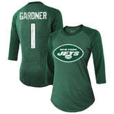 Ahmad Sauce Gardner New York Jets Majestic Threads Women's Player Name & Number Tri-Blend 3/4-Sleeve Fitted T-Shirt - Green discount