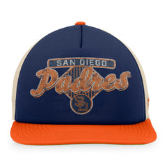 San Diego Padres Cooperstown Collection Talley Foam Trucker Snapback Hat Navy/Orange