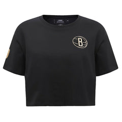 Brooklyn Nets Pro Standard Women's Holiday Glam Boxy T-Shirt - Black online