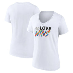 Kansas City Chiefs Women's Love Wins V-Neck T-Shirt - White cheap