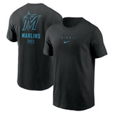 Miami Marlins Large Logo Back Stack T-Shirt Black