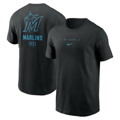 Miami Marlins Large Logo Back Stack T-Shirt Black