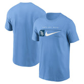 Tampa Bay Rays Team Swoosh Lockup T-Shirt Light Blue