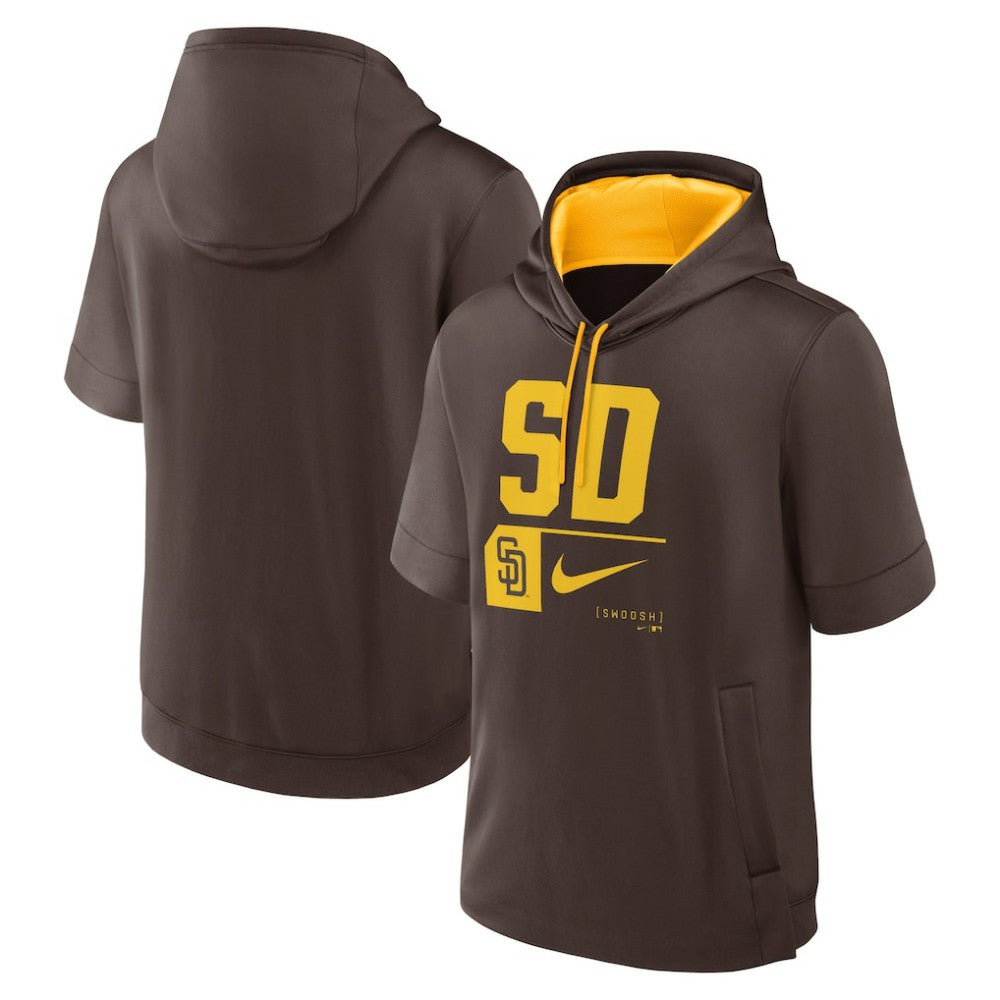 San Diego Padres Tri Code Lockup Short Sleeve Pullover Hoodie Brown