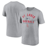 St. Louis Cardinals Arch Baseball Stack Performance T-Shirt Heather Charcoal