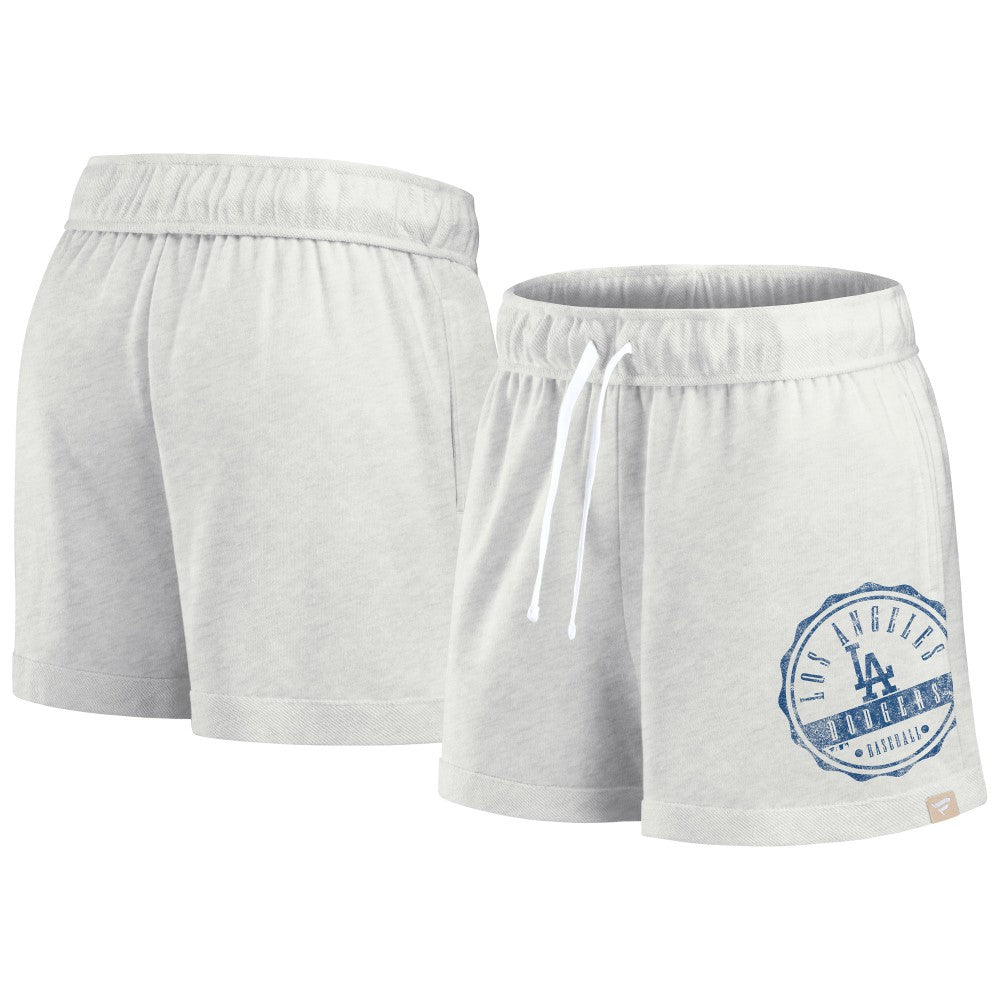 Los Angeles Dodgers Women's Oversized Badge Lounge Shorts Oatmeal