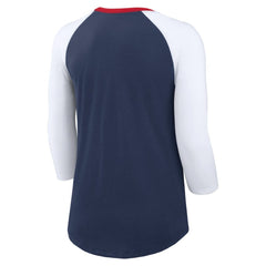 Atlanta Braves Women's Knockout Arch 3/4-Sleeve Raglan Tri-Blend T-Shirt Navy/White