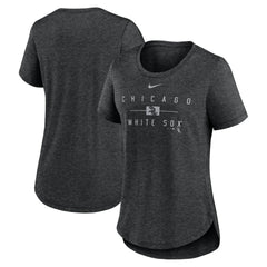 Chicago White Sox Women's Knockout Team Stack Tri-Blend T-Shirt Heather Black