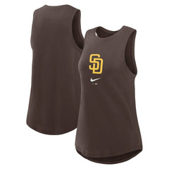 San Diego Padres Women's Legacy Icon High Neck Dri-FIT Tank Top Brown