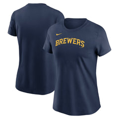 Milwaukee Brewers Women's Wordmark T-Shirt Navy