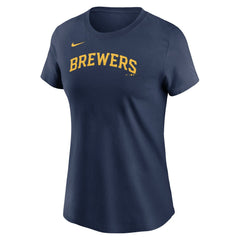 Milwaukee Brewers Women's Wordmark T-Shirt Navy