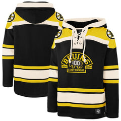 Boston Bruins '47 100th Anniversary Superior Lacer Pullover Hoodie - Black Hoodies