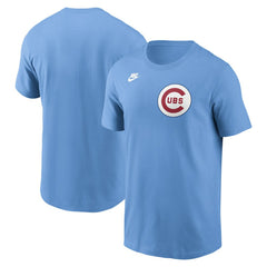 Chicago Cubs Cooperstown Collection Wordmark T-Shirt Light Blue