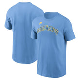 Milwaukee Brewers Cooperstown Collection Wordmark T-Shirt Powder Blue