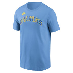 Milwaukee Brewers Cooperstown Collection Wordmark T-Shirt Powder Blue
