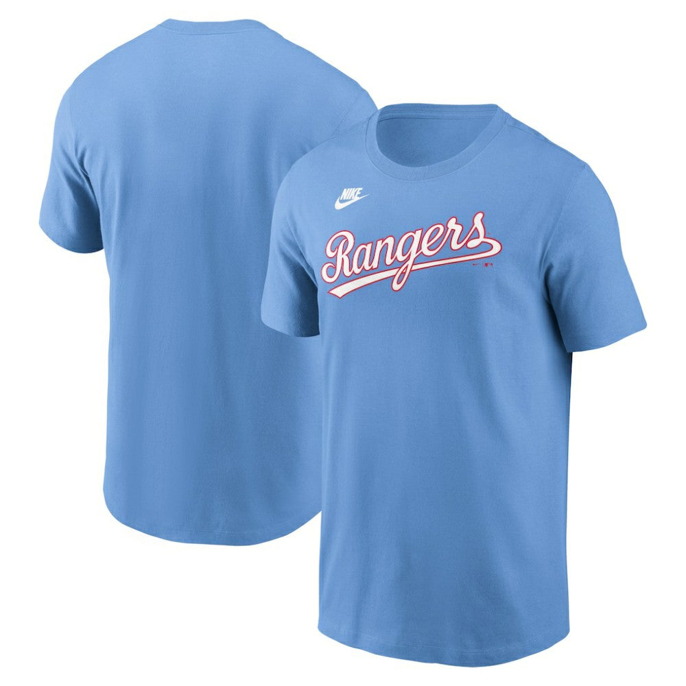 Texas Rangers Cooperstown Collection Wordmark T-Shirt Light Blue