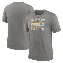 Milwaukee Brewers Cooperstown Collection Local Stack Tri-Blend T-Shirt Heather Charcoal