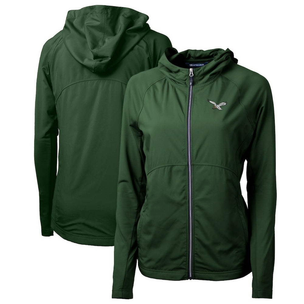 Philadelphia Eagles Cutter & Buck Women's Gridiron Classics Logo Adapt Eco Knit Hybrid Recycled Full-Zip Hoodie - Hunter Green online