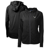 Philadelphia Eagles Cutter & Buck Women's Gridiron Classics Logo Adapt Eco Knit Hybrid Recycled Full-Zip Hoodie - Black cheap