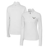 Philadelphia Eagles Cutter & Buck Women's Gridiron Classics Logo DryTec Traverse Stretch Quarter-Zip Pullover Top - White for sale