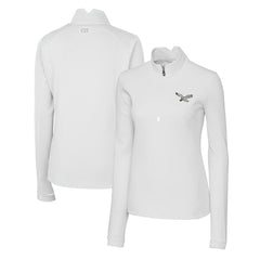 Philadelphia Eagles Cutter & Buck Women's Gridiron Classics Logo DryTec Traverse Stretch Quarter-Zip Pullover Top - White for sale