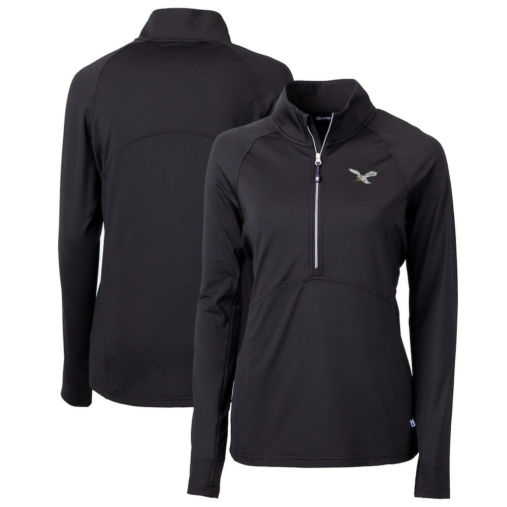 Philadelphia Eagles Cutter & Buck Women's Gridiron Classics Logo Adapt Eco Knit Stretch Recycled Half-Zip Pullover Top - Black on sale