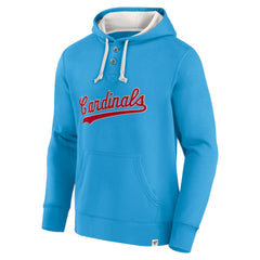 St. Louis Cardinals Light Blue Plan for Adversity Henley Fleece Pullover Hoodie